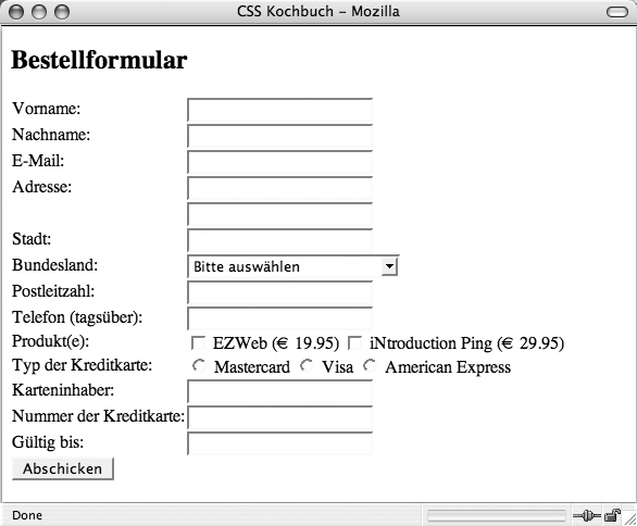 Ein Onlineformular