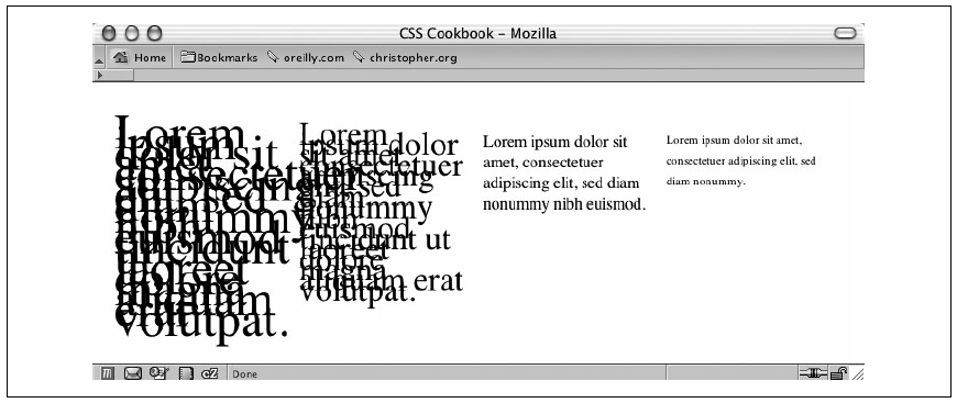 Durch Änderung der Schriftgröße wandert Blick des Lesers von links nach rechts