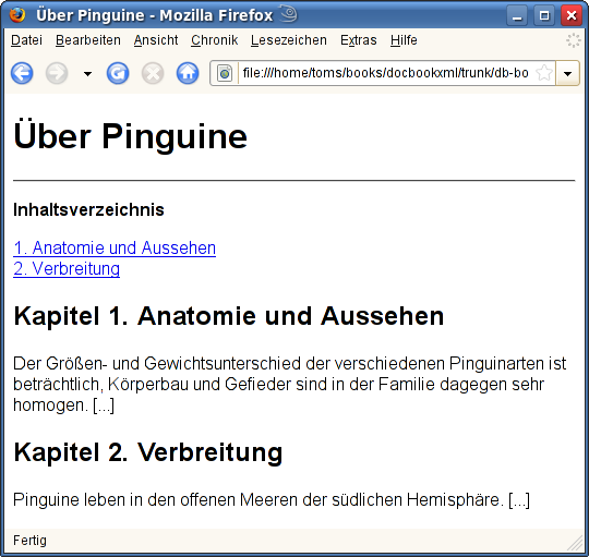 Transformiertes Buch in XHTML