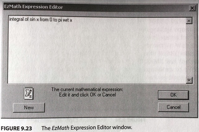 The EzMath Expression Editor window