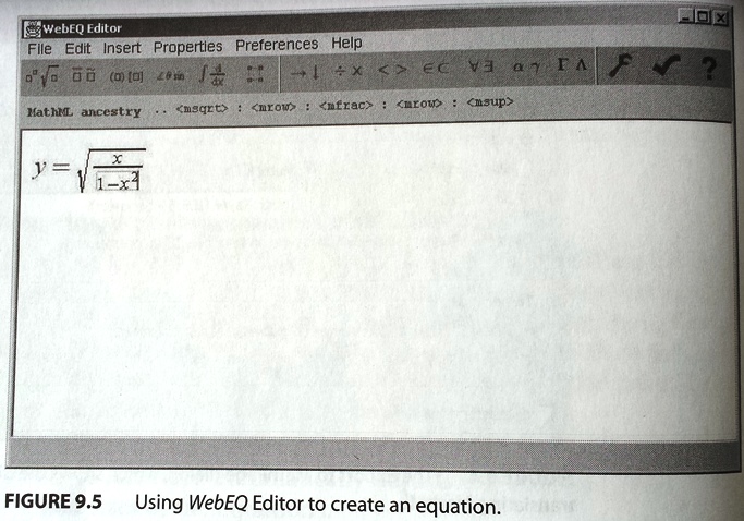 Using WebEQ Editor to create an equation