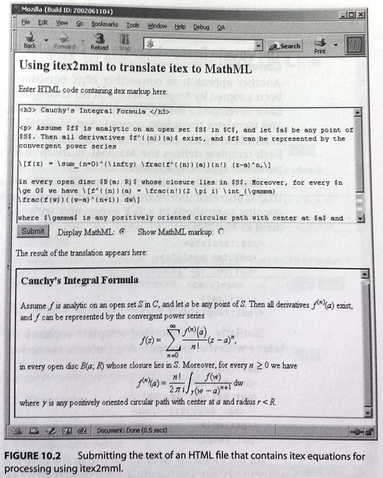 Submitting text of HTML file containing itex equations for processing using itex2mml