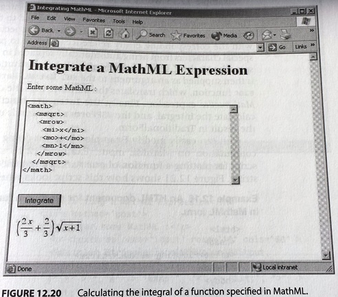 webMathematica: Calculating integral of function specified in MathML