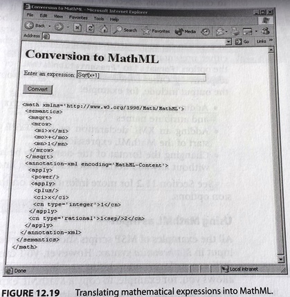 webMathematica: Translating mathematical expressions into MathML