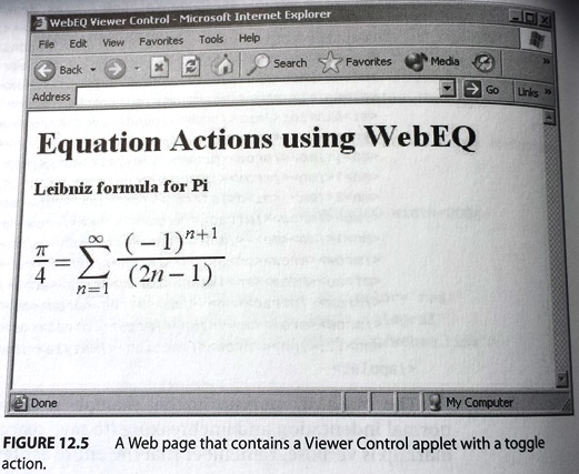 WebEQ: Web page with Viewer Control applet with toggle action