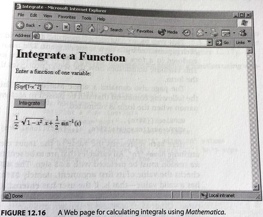 Web page for calculating integrals using Mathematica