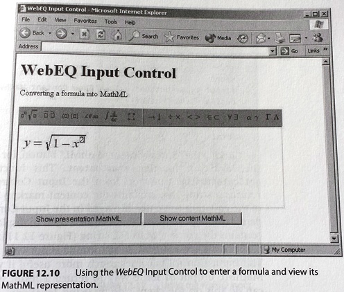 WebEQ Input Control to enter formula and view MathML representation