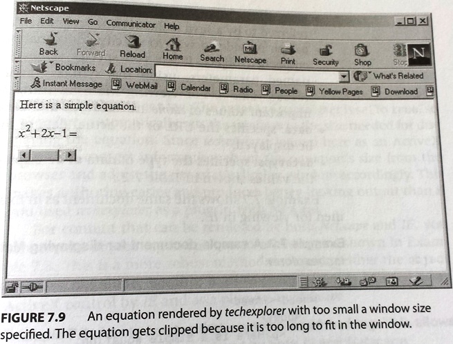 Equation rendered by techexplorer with too small a window size