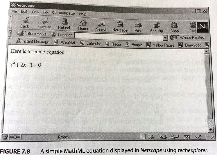 Simple MathML equation in Netscape using techexplorer