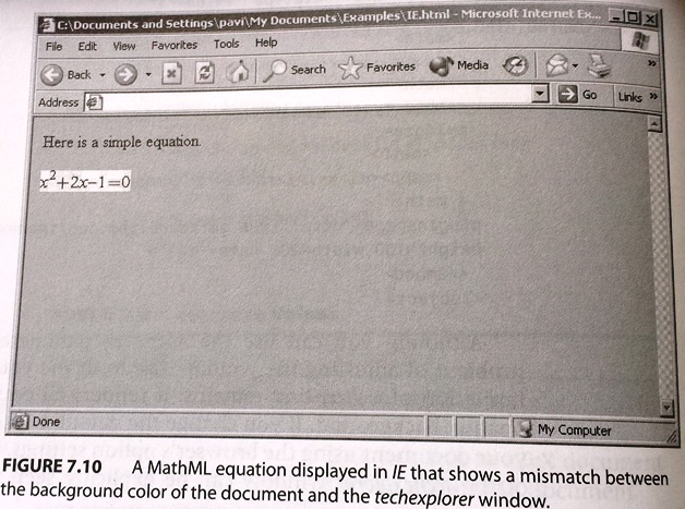 Figure: Mismatch between background color of document and techexplorer window