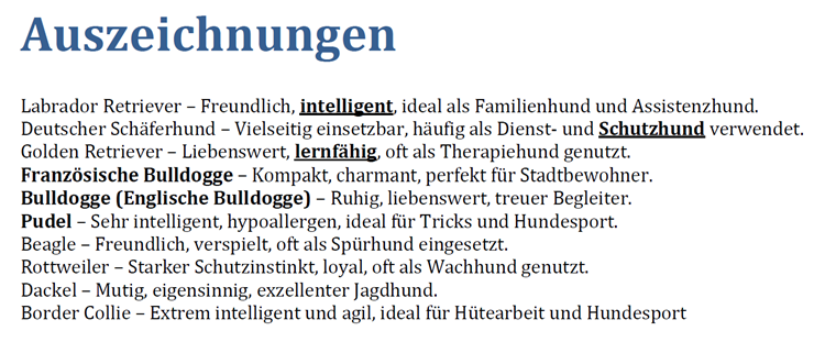 Abbildung: Auszeichnungen