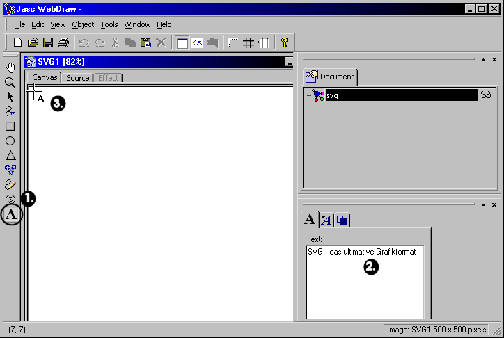 Einfügen eines Textes mit WebDraw