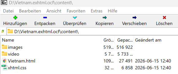 Daten im OCF-Content-Ordner: Bilder, Videos, exHTML-Dokument und CSS Daten im OCF-Content-Ordner: Bilder, Videos, exHTML-Dokument und CSS