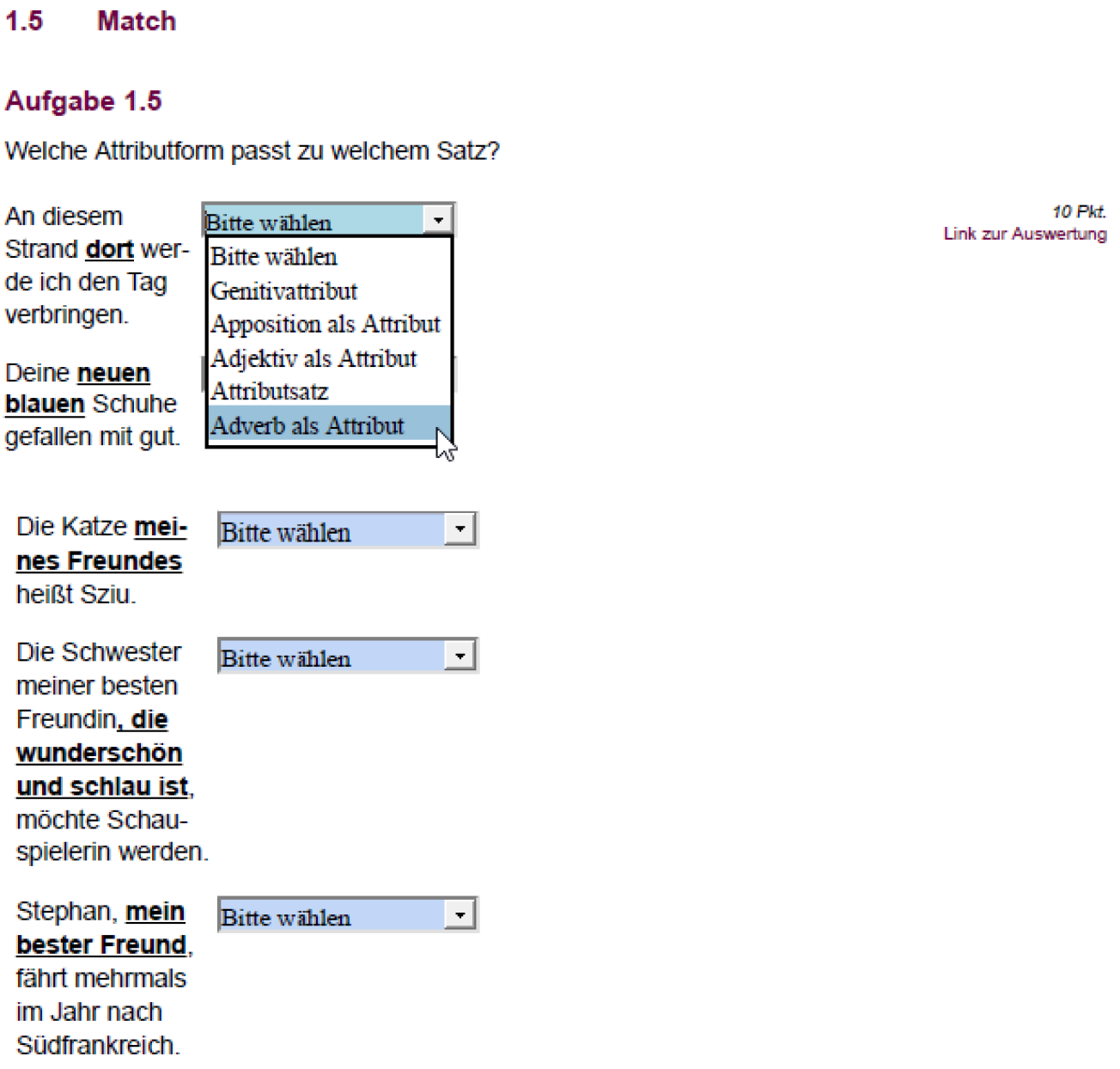 Beispiel einer Match-Aufgabe im interaktiven PDF Beispiel einer Match-Aufgabe im interaktiven PDF