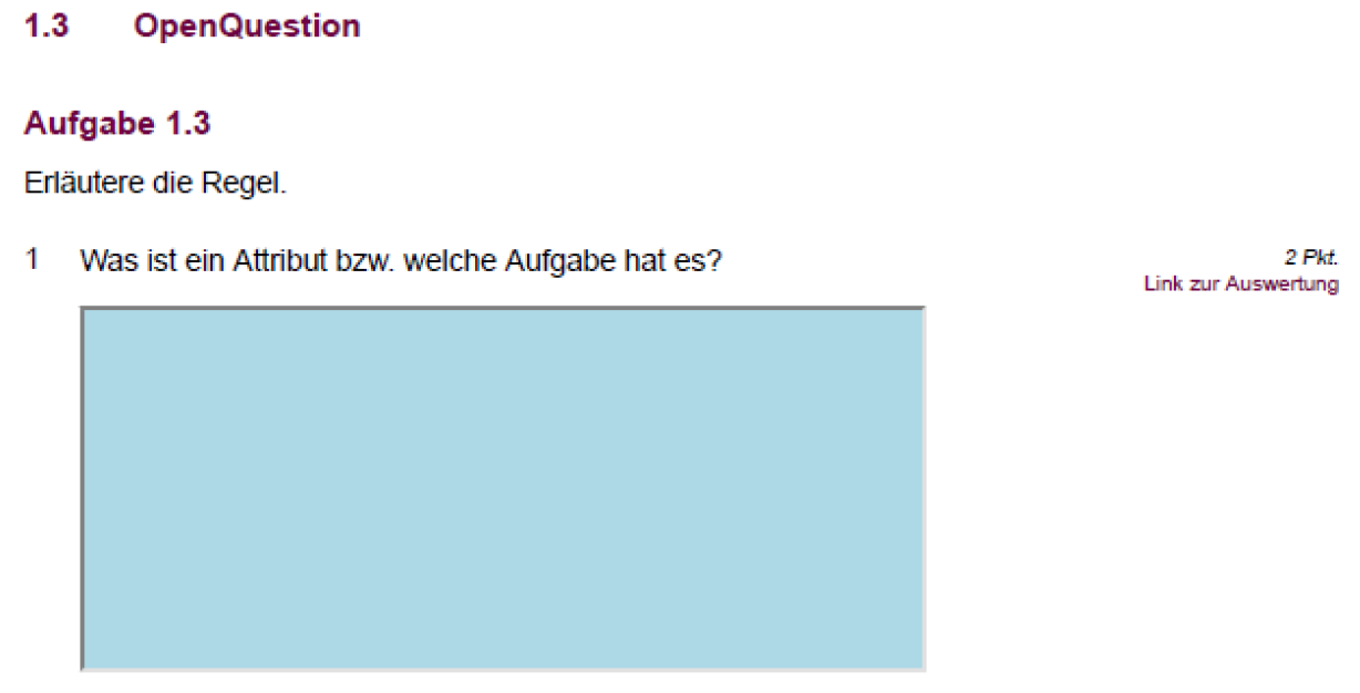 Beispiel einer Open-Question-Aufgabe im interaktiven PDF Beispiel einer Open-Question-Aufgabe im interaktiven PDF