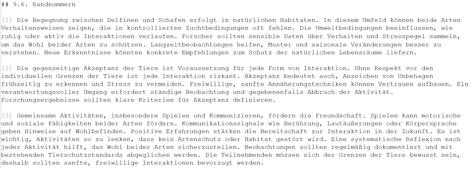 Auszug aus dem Konvertierungsergebnis von Gemini Markdown Auszug aus dem Konvertierungsergebnis von Gemini Markdown mit korrekt dargestellten Randnummern