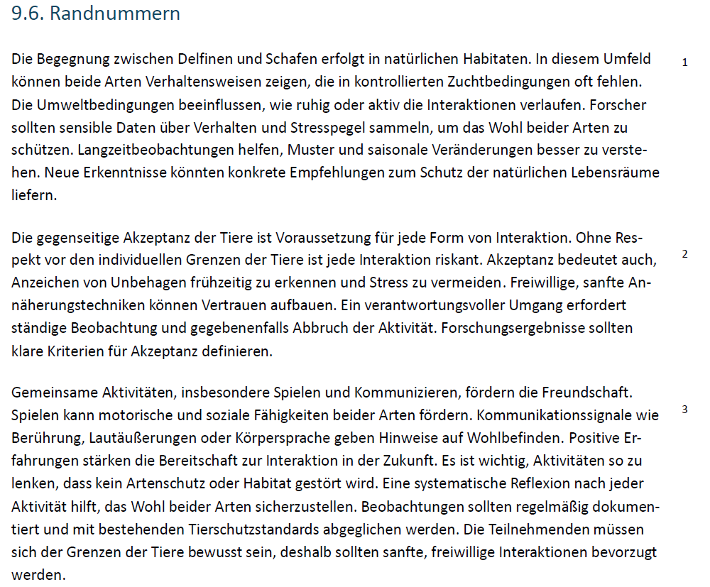 Auszug aus dem Testdokument mit Randnummern Auszug aus dem Testdokument mit Randnummern