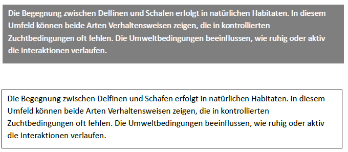 Auszug aus dem Testdokument mit Textboxen Auszug aus dem Testdokument mit zwei Textboxen