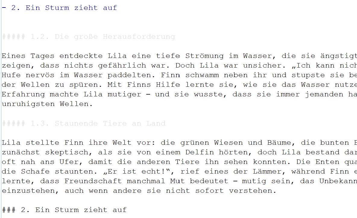 Auszug aus dem Konvertierungsergebnis des OpenDataLoader Auszug aus dem Konvertierungsergebnis des OpenDataLoader mit falsch ausgezeichneten Überschriftenebenen