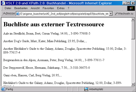 Buchliste aus externer Text-Ressource