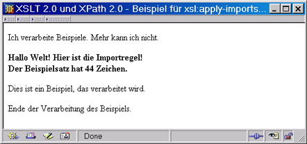 Ergebnis der Verarbeitung eines importierten Moduls