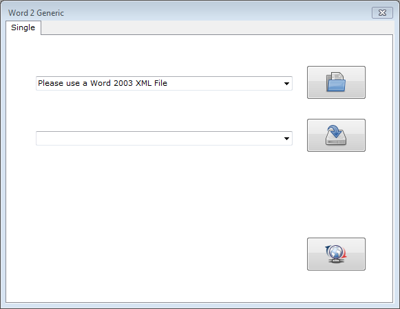 Word 2 Generic window with active Single tab