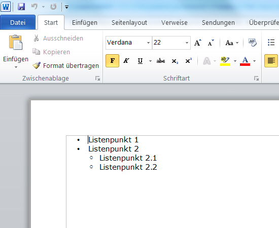 image of lists within a Word file