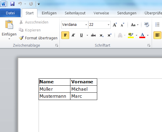 image of a name list within a Word file