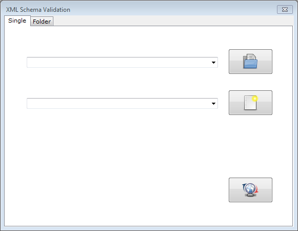 Fenster XML Schema Validation mit aktiver Registerkarte Single