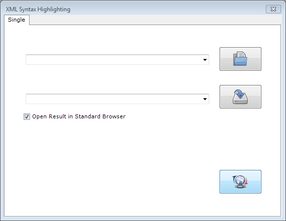 XML Syntax Highlighting window with active Single tab
