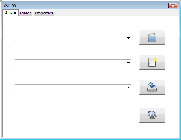 XSL-FO window with active Single tab