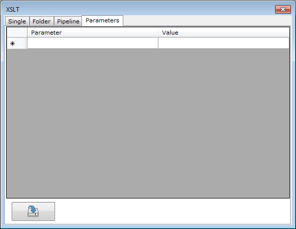 Fenster XSLT mit aktiver Registerkarte Parameters