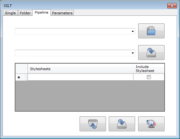 XSLT window with active Pipeline tab