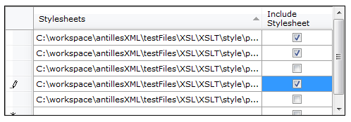 Window for activating the stylesheets in the pipeline