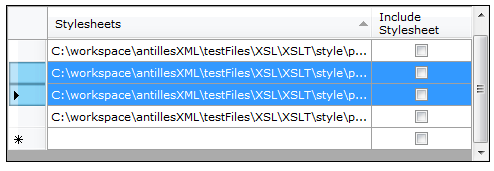 Window for the removal of several rows at the same time