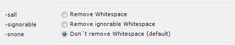 Options for the dealing with whitespace