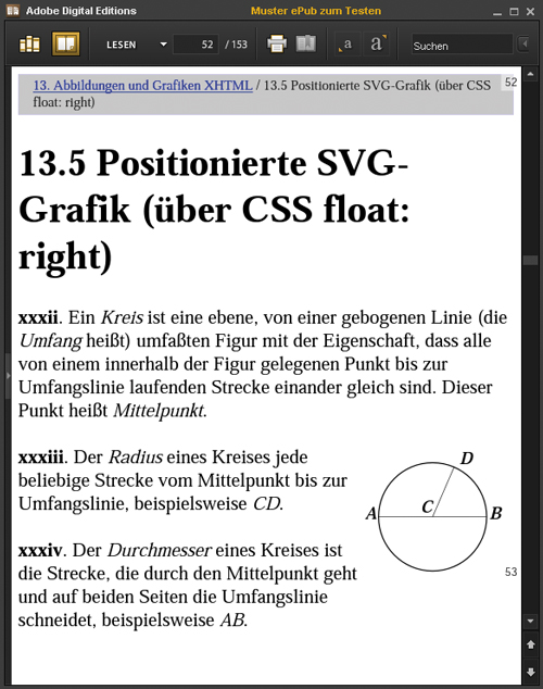 Ansicht der referenzierten SVG-Grafik in XHTML (Adobe Digital Editions)