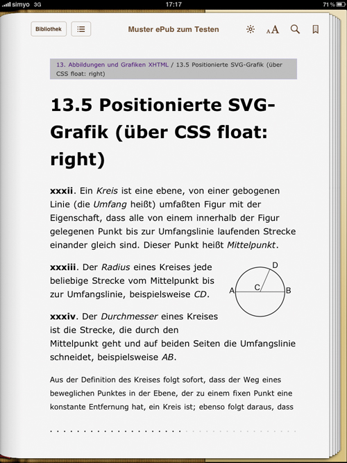 Ansicht der referenzierten SVG-Grafik in XHTML (iBooks)