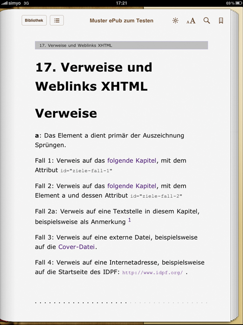 Ansicht des Verweis-Beispiels - Sprünge (iBooks)