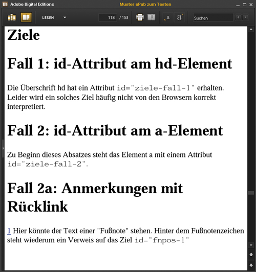 Ansicht des Verweis-Beispiels - Ziele (Adobe Digital Editions)