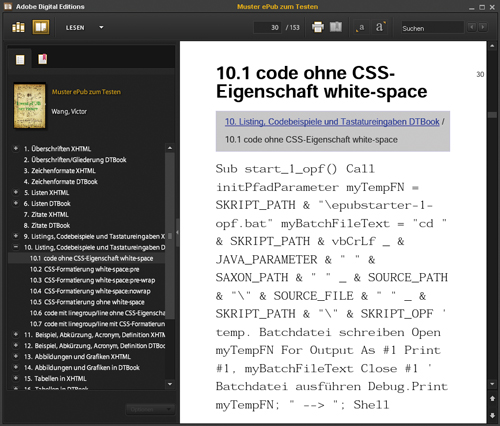 Code-Beispiel ohne CSS-Eigenschaft white-space