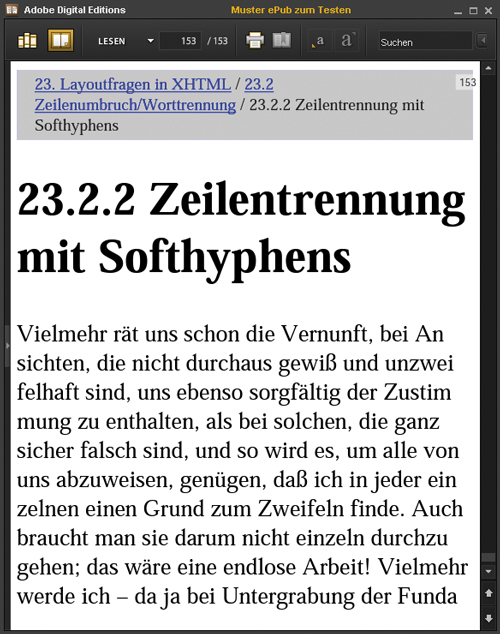 Darstellung der Softhyphens (Adobe Digital Editions)