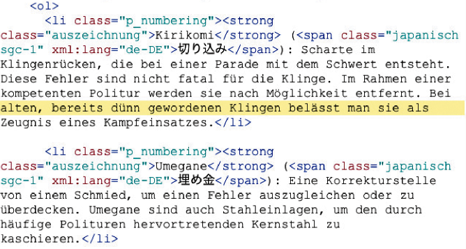 Nummerierte Liste in HTML