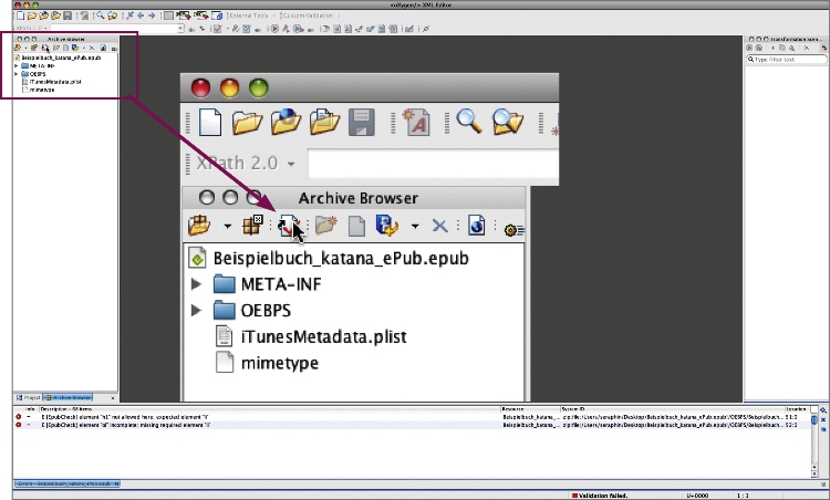 ePub-Validierung in oXygen XML