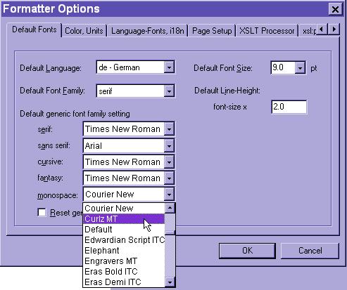 Formatter options