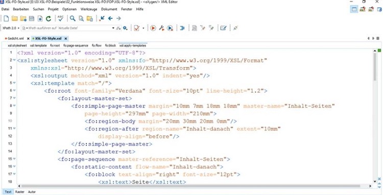 Das Stylesheet für unser Gedicht-Beispiel